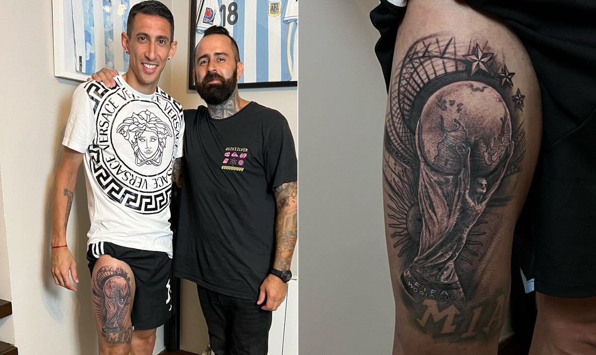 Di María tatua a taça da Copa do Mundo na perna: ‘Para toda a eternidade’