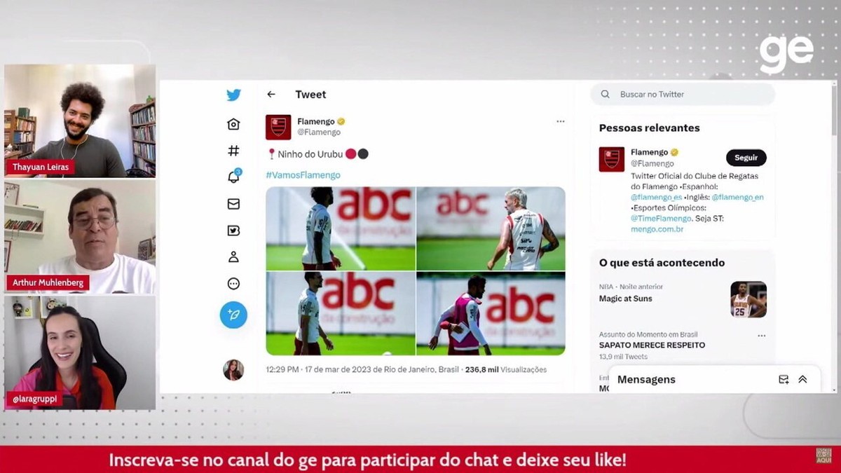 Flamengo posta fotos de treino com sigla ABC ao fundo após eliminação do Vasco