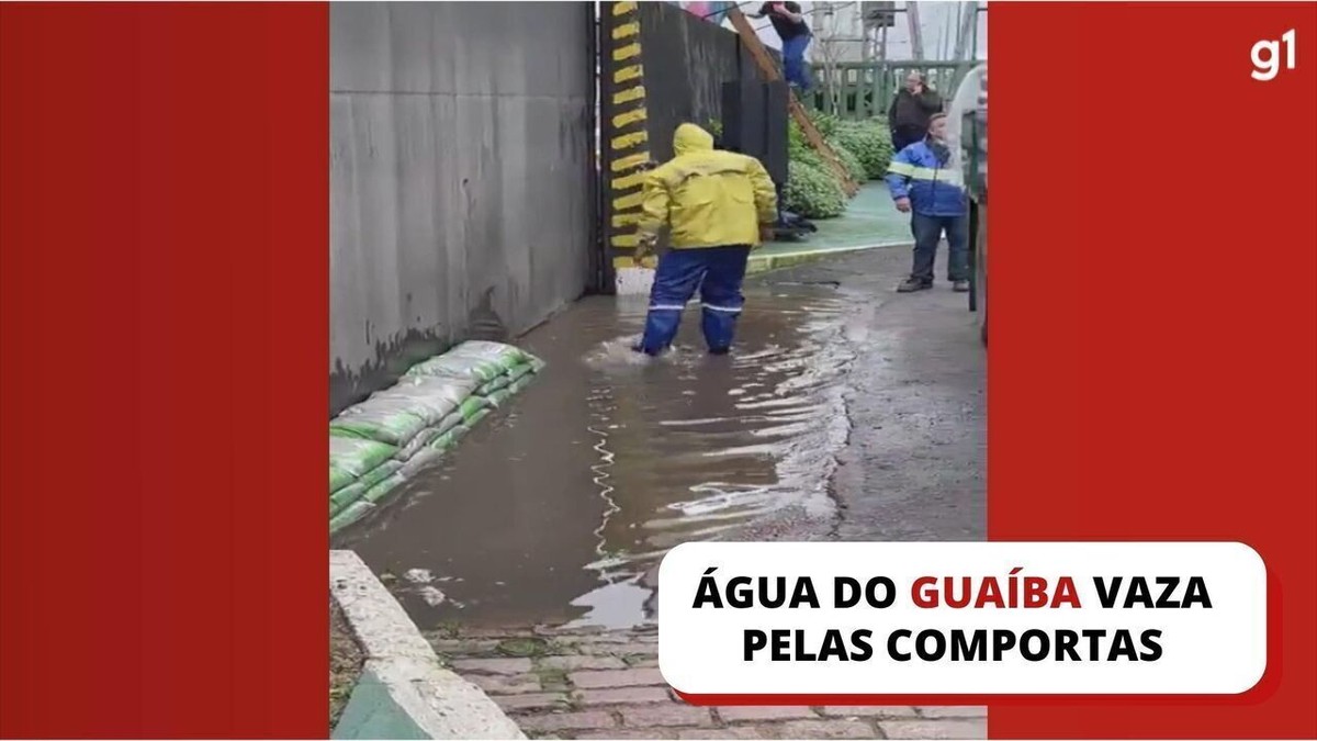 VÍDEO: Guaíba transborda e água começa a vazar pelas comportas em Porto Alegre