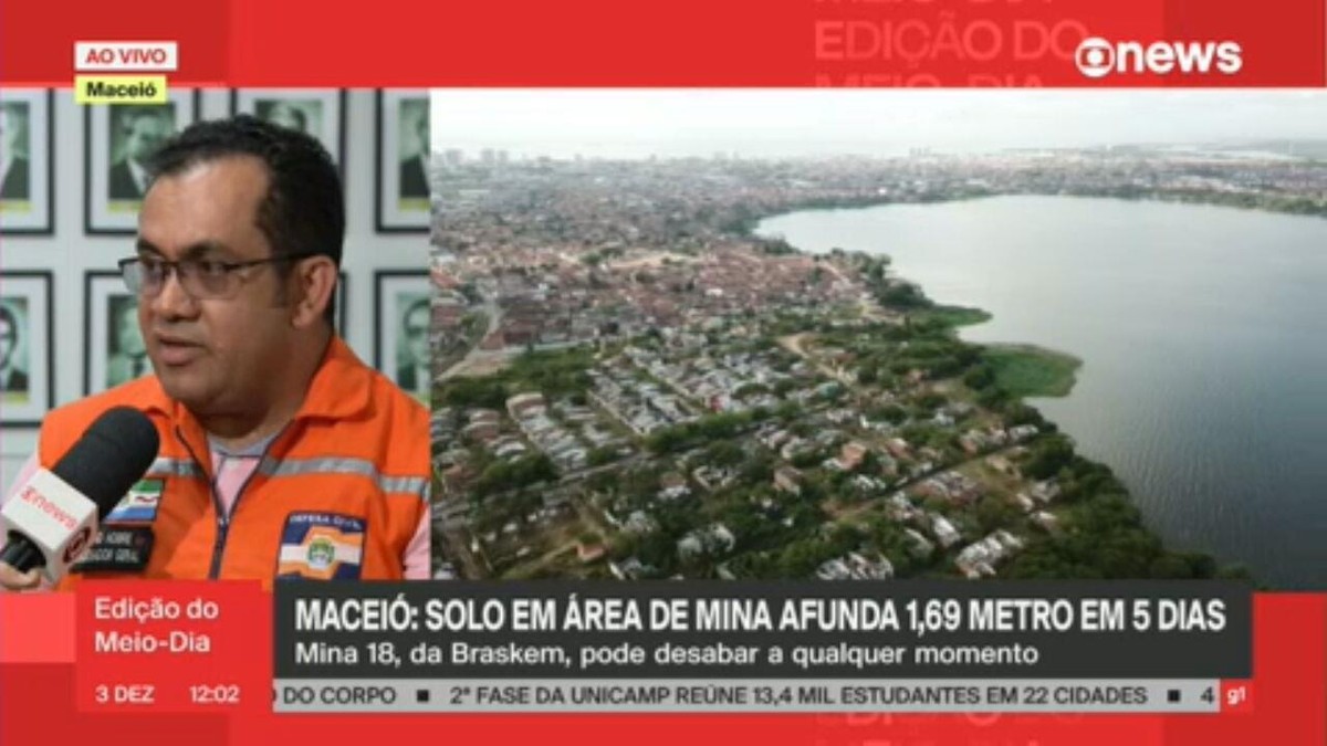 Ministério diz que área de mina em Maceió está estabilizada no momento e afundamento pode ser ‘localizado’