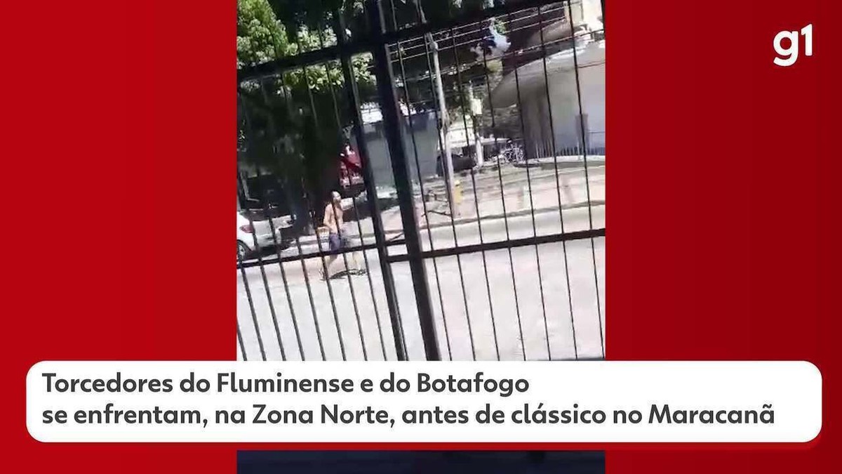 Com bombas, fogos de artifício e pedaços de madeira, torcedores do Fluminense e Botafogo se enfrentam na Zona Norte; VÍDEO