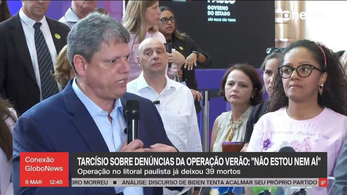 ‘Pode ir na ONU, na Liga da Justiça, no raio que o parta, que não tô nem aí’, diz Tarcísio sobre denúncias de irregularidades da PM em operação no litoral de SP