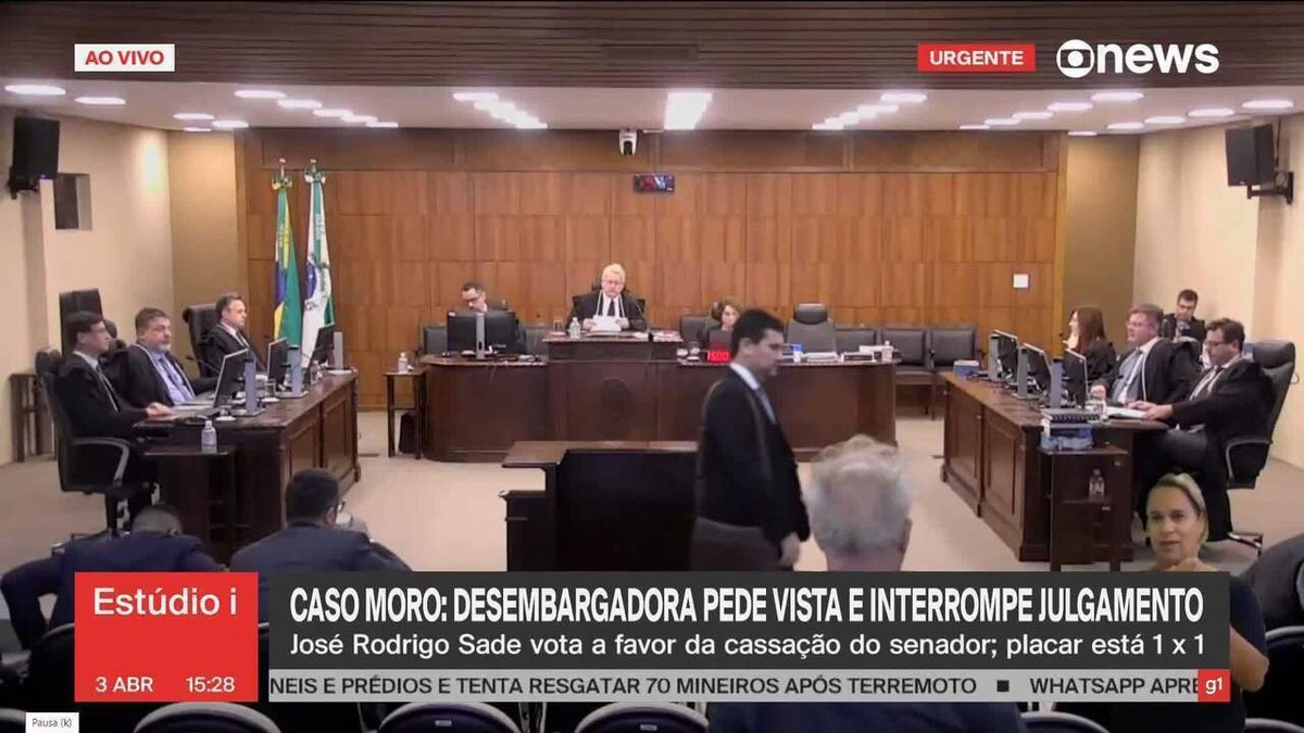 Desembargadora pede vista e julgamento sobre cassação de Moro é suspenso; placar fica 1 a 1