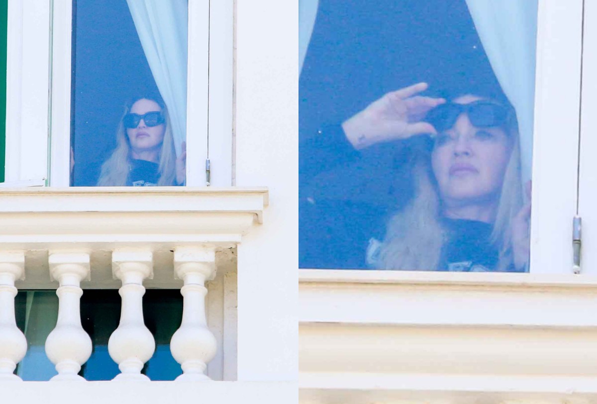 Madonna no Brasil: cantora aparece em janela de hotel, admirando a vista; fotos