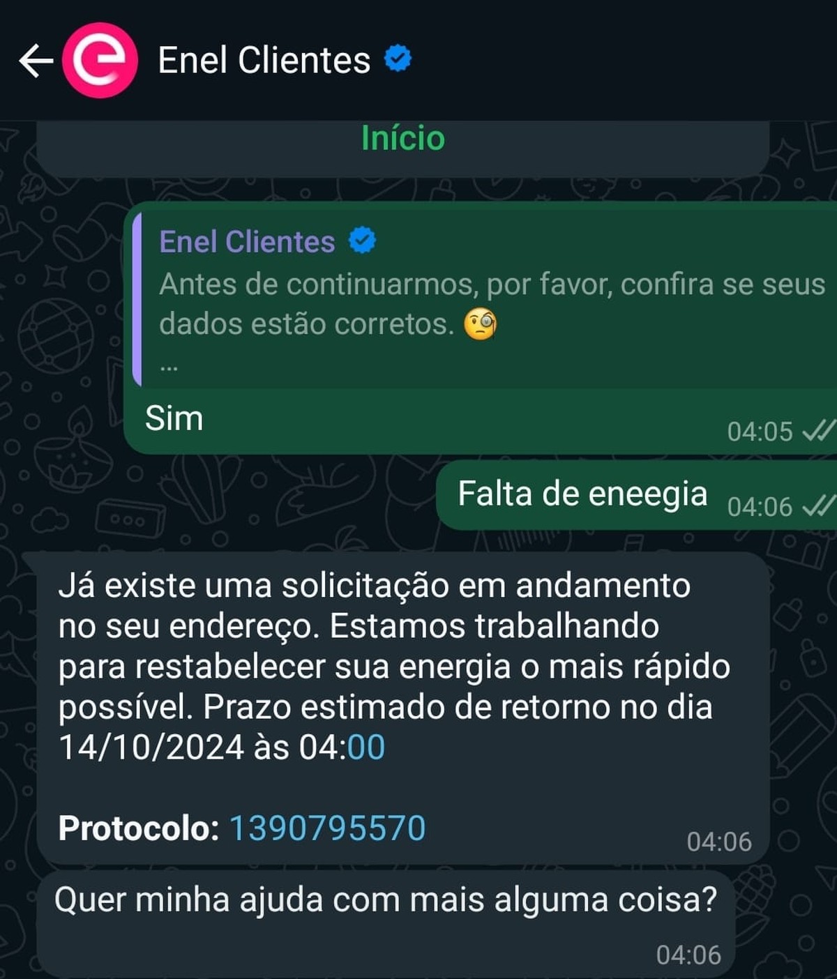 Moradores de SP receberam comunicado da Enel com prazo de restabelecimento de energia na segunda, dia 14