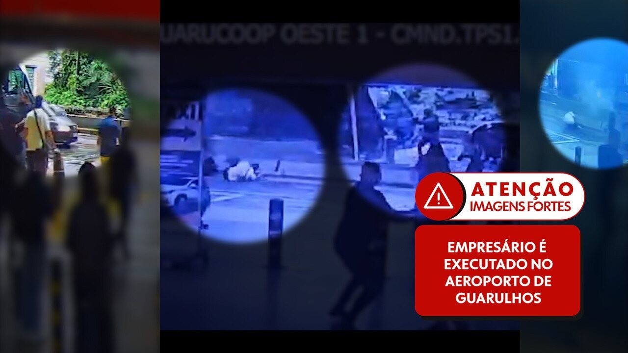 Vídeos mostram momento em que empresário jurado de morte pelo PCC é executado a tiros no Aeroporto Internacional de SP; outros 3 ficaram feridos | São Paulo